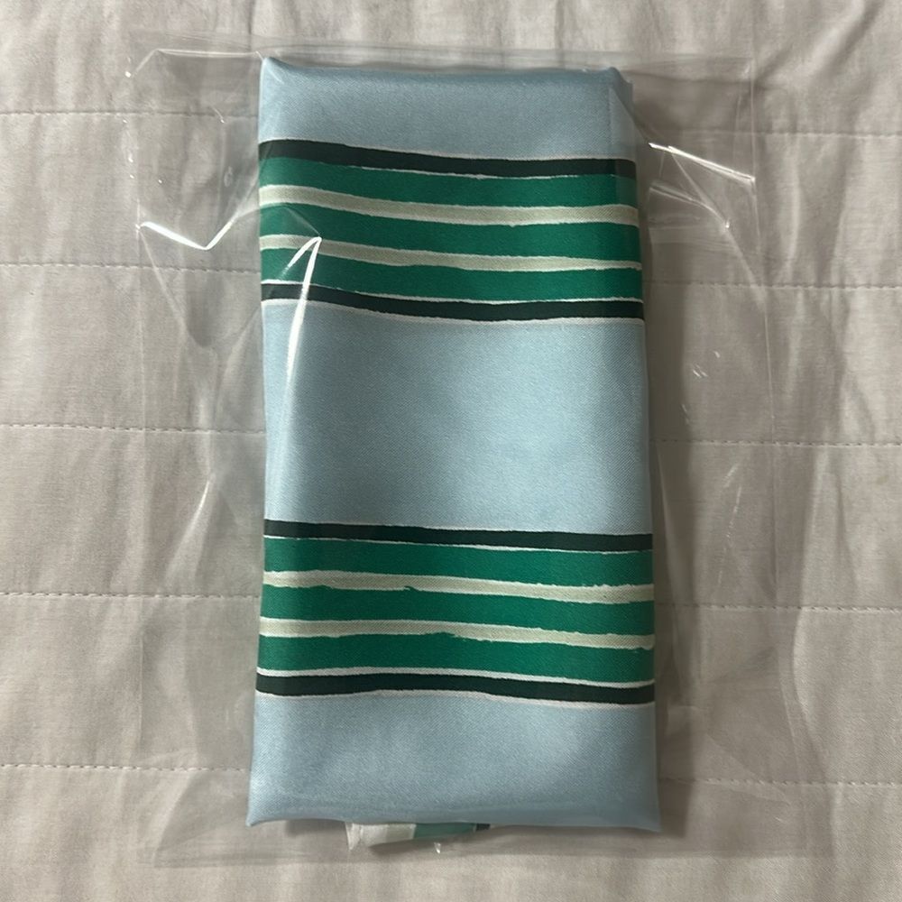 Madewell White Blue Shades of Green Square Silk Bandana Scarf - Picture 13 of 16